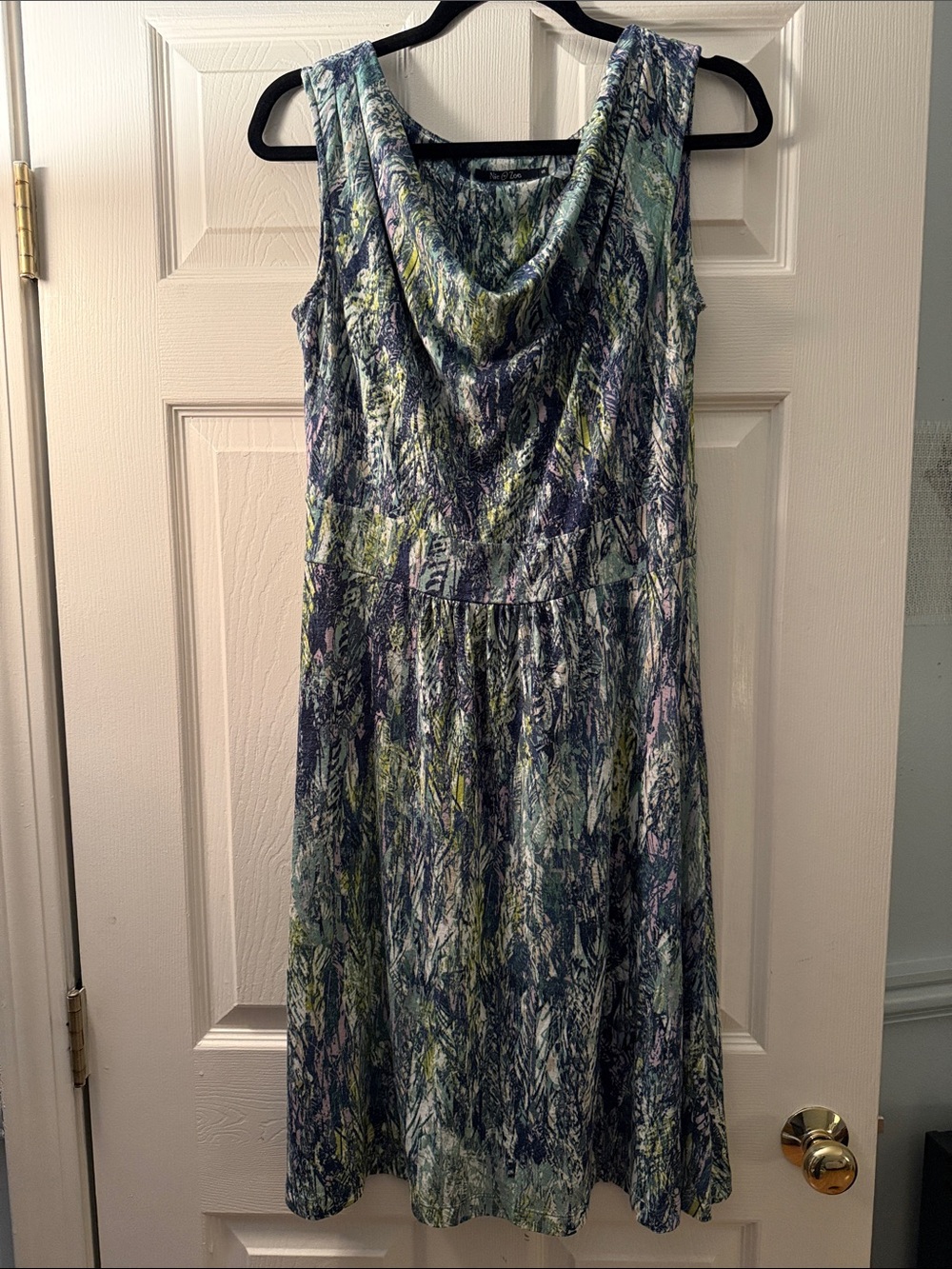 NIC+ZOE Sleeveless Cowl-Neck Midi Dress in Blue, Green and Lavender